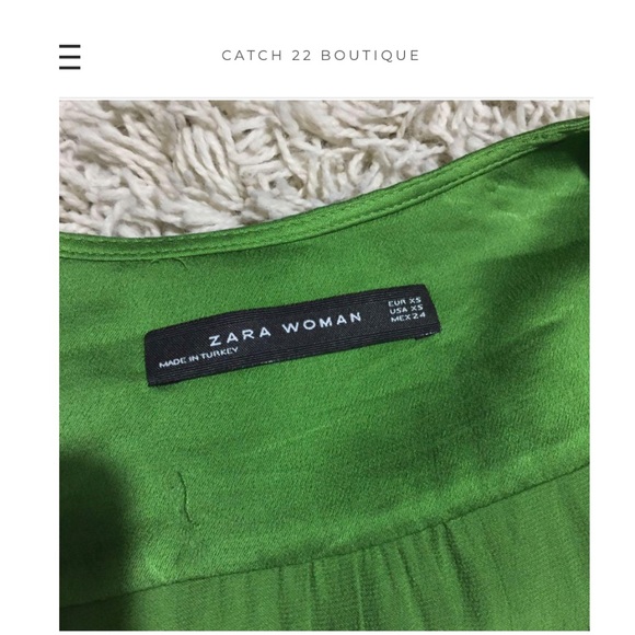 ZARA Emerald Green Wrap Top SZ XS - Picture 2 of 3